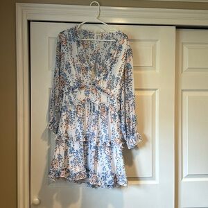 Floral Long Sleeve Mini Dress